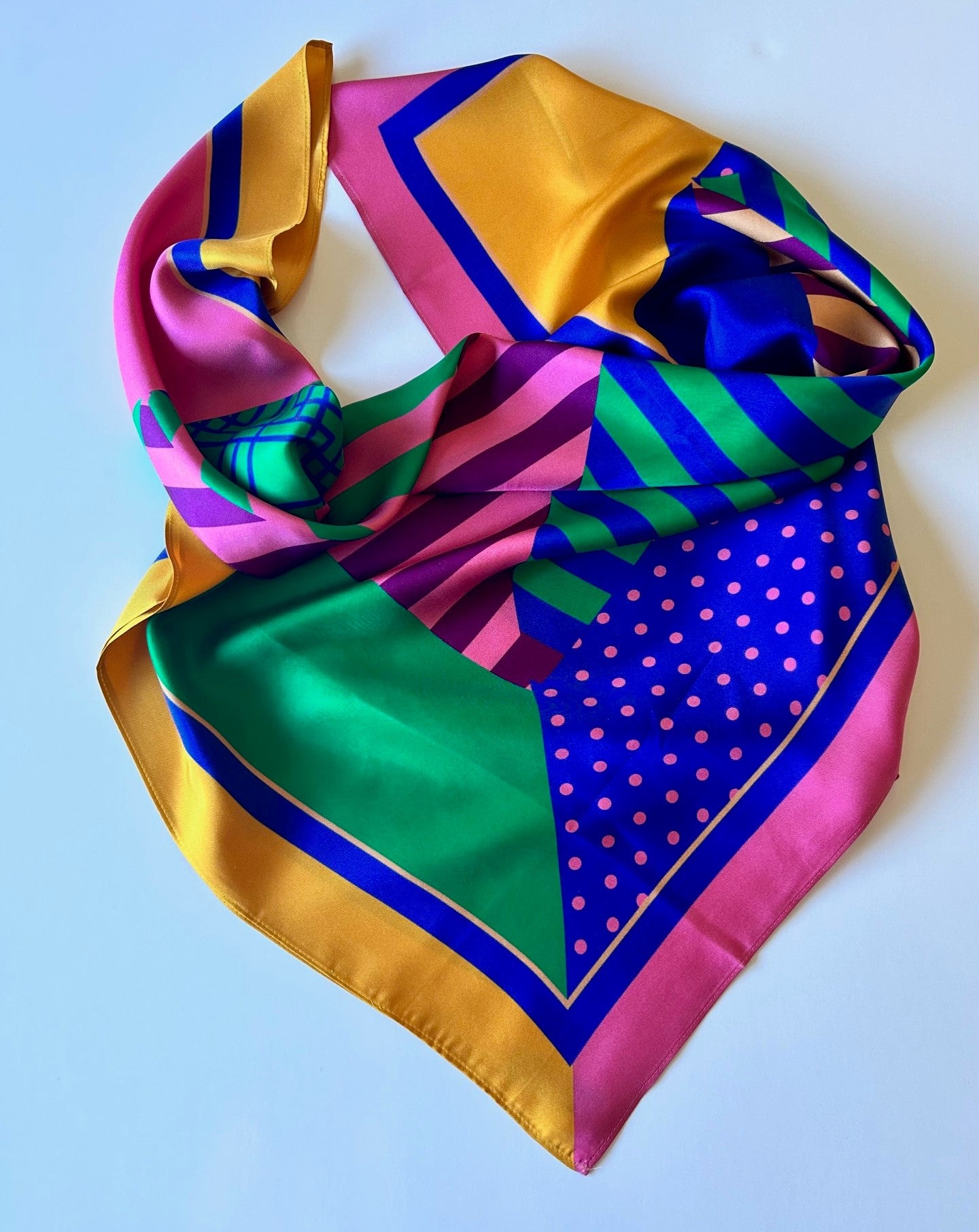 Colourful Geometric Silk Twill Scarf