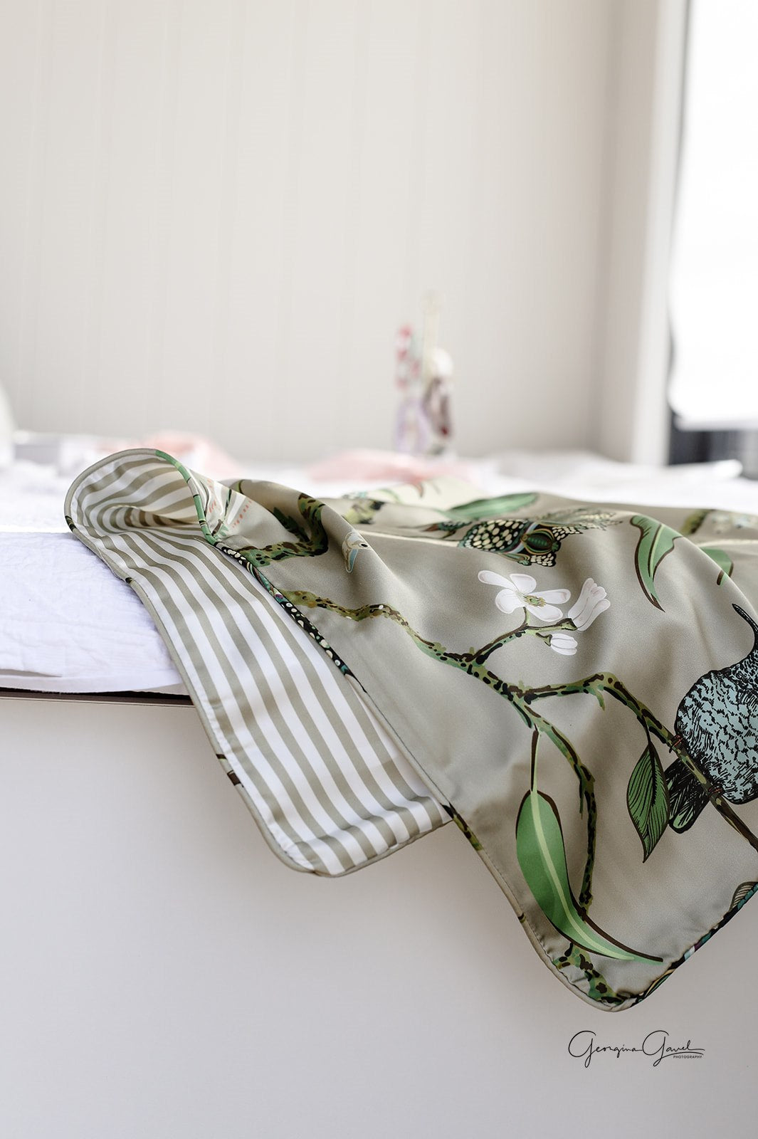 Native and Beige Stripe Luxury Silk Pillowcase