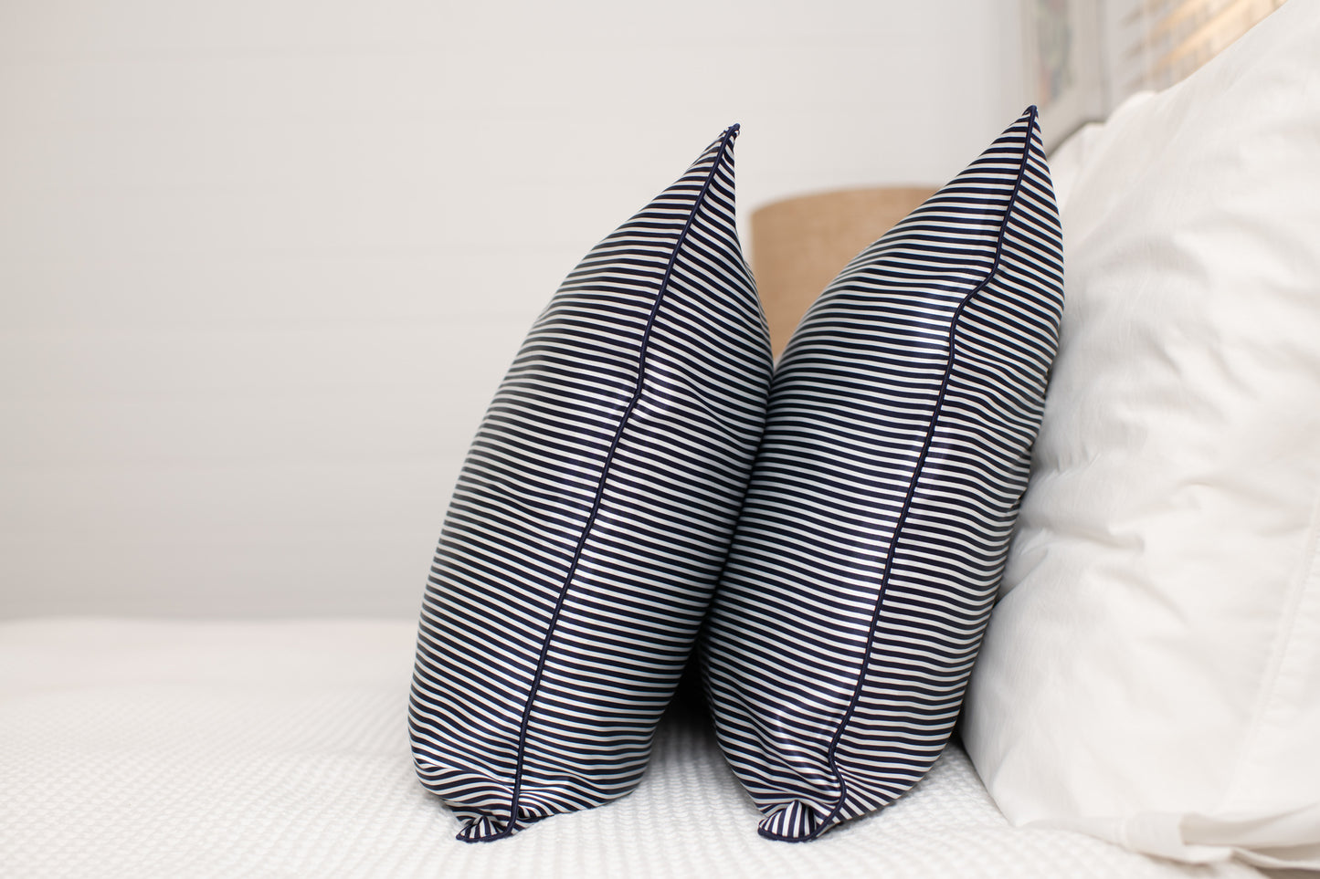Navy & White Stripe - Luxury Silk Pillowcase