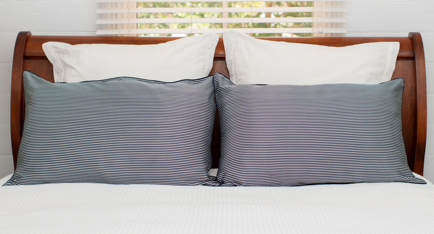 Navy & White Stripe - Luxury Silk Pillowcase