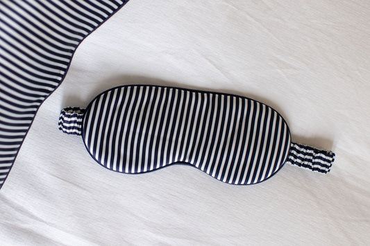 Navy & White Stripe - Luxury Silk Sleep Mask