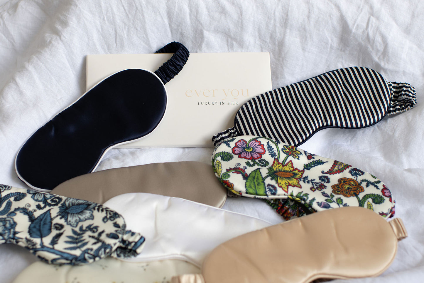 Navy & White Stripe - Luxury Silk Sleep Mask