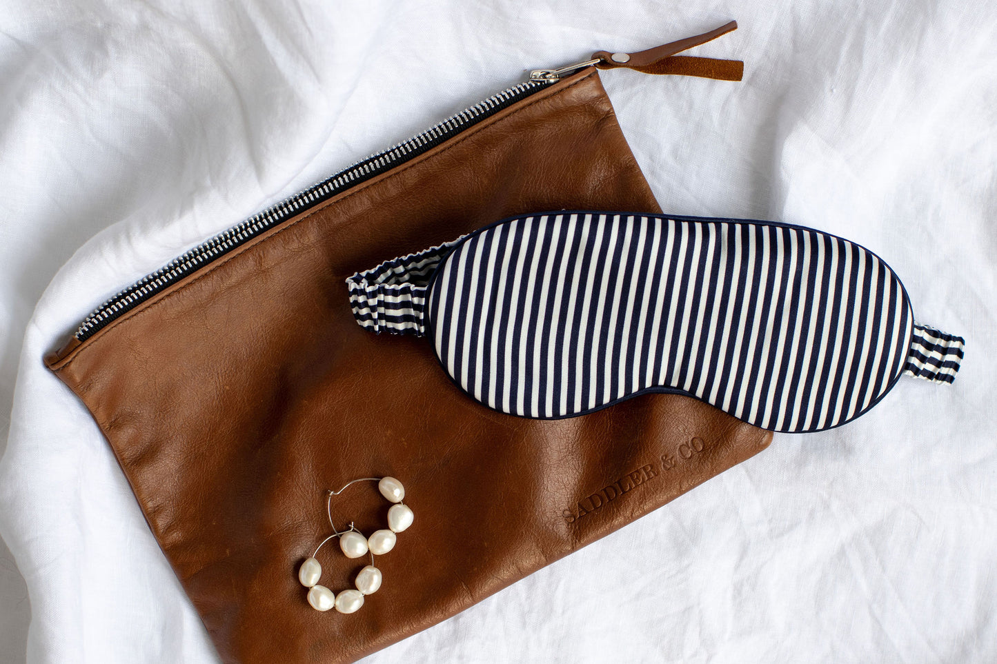 Navy & White Stripe - Luxury Silk Sleep Mask