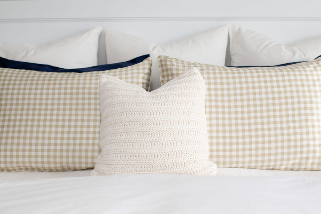Almond Gingham - Luxury Silk Pillowcase
