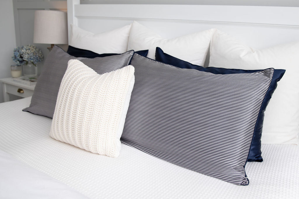 Navy & White Stripe - Luxury Silk Pillowcase