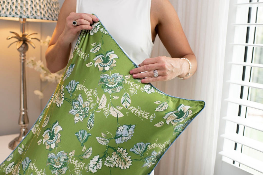 Green Floral - Luxury Silk Pillowcase